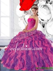 Colorful Sweetheart 2015 Sweet 16 Dress with Appliques and Ruffles