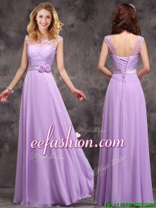 Perfect See Through Applique and Laced Bridesmaid Dress in Lavender