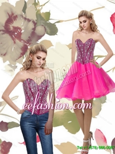 2015 Pretty A Line Hot Pink Prom Dress with Beading