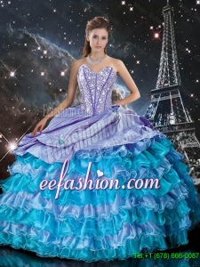 Wonderful Multi Color Sweet 16 Dresses with Ruffled Layers and Beading