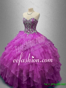 2016 Elegant Ball Gown Sweet 16 Dresses with Beading and Ruffles