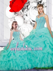 New Style Ball Gown Straps Macthing Sister Dresses in Turquoise