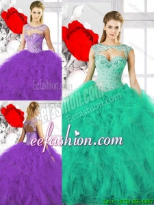 Pretty Beading Sweetheart Sweet 16 Dresses with Ruffles