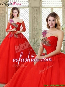 Hot Sale Appliques and Beading Quinceanera Dresses with One Shoulder