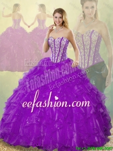 Popular Beading Purple 2016 Quinceanera Gowns with Sweetheart