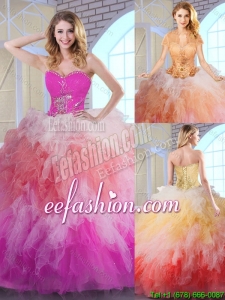 Popular Multi Color Quinceanera Gowns with Appliques and Ruffles