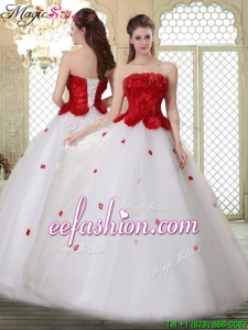 2016 A Line Strapless Quinceanera Dresses with Ruffles