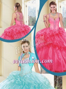 2016 Gorgeous Straps Beading Quinceanera Dresses with Ruffles