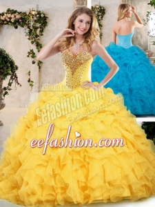 2016 Modern Sweetheart Quinceanera Dresses with Beading and Ruffles