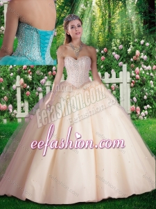 2016 Simple Beading Champagne Quinceanera Dresses for 16 brithday Party