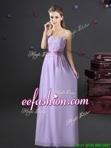 2017 Exquisite Belted and Applique Laced Long Prom Dress in Lavender