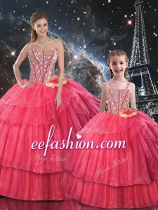 Fashionable Ball Gown Coral Red Princesita With Quinceanera Dresses with Beading for Fall