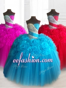 Elegant Sweetheart In Stock Quinceanera Dresses with Beading and Hand Made Flowers