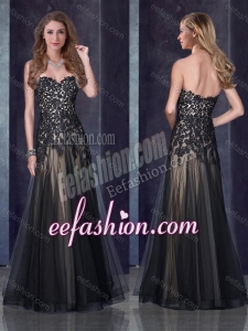 2016 Top Selling Empire Applique Black Dama Dress in Tulle