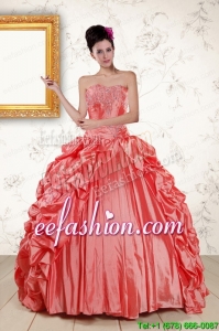 2015 New Style Sweetheart Beading Quinceanera Dresses in Watermelon