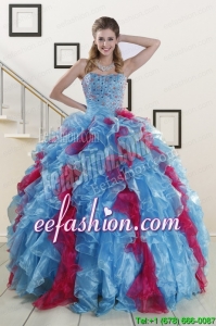Pretty Beading Quinceanera Dresses in Multi Color For 2015
