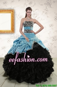 Pretty Ruffles 2015 Quinceanera Dresses with Zebra and Belt