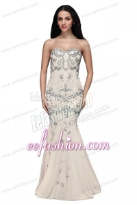 Beaded and Sequined Sweetheart Mermaid Prom Dress with Brush Train
