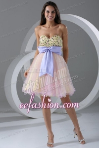 Princess Pink Sweetheart Appliques Knee-length Prom Cocktail Dress