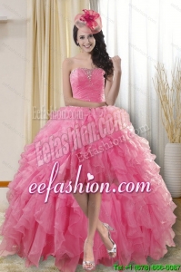 Pretty and Best Selling High Low Dresses for Quinceanera with Ruffles and Beading