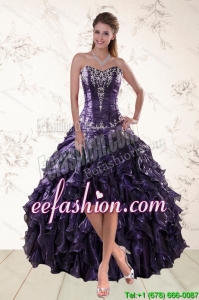 2015 Exclusive and Elegant Purple High Low Prom Dresses for Spring