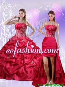 Detachable Appliques and Pick Ups Quinceanera Dress in Red