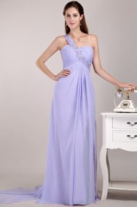Custom Made Lilac Empire One Shoulder Prom Dress for Summer