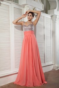 Watermelon Straps Prom Graduation Dresses with Sequins for Spring