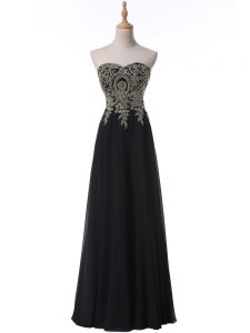 Unique Black Sweetheart Neckline Beading and Appliques Evening Outfits Sleeveless Side Zipper
