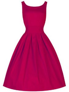Inexpensive Fuchsia Dama Dress for Quinceanera Prom and Party and Wedding Party with Ruching Scoop Sleeveless Lace Up