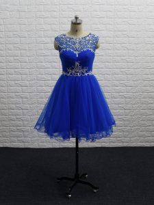 Royal Blue Sleeveless Tulle Zipper Cocktail Dresses for Prom and Party
