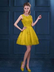 Designer Knee Length A-line Sleeveless Gold Vestidos de Damas Zipper