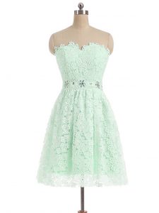 Inexpensive Sweetheart Sleeveless Lace Dress for Prom Beading and Lace Zipper