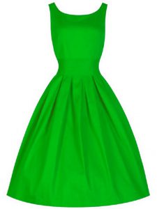 A-line Bridesmaids Dress Green Scoop Taffeta Sleeveless Knee Length Lace Up