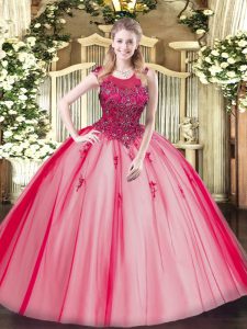 Trendy Floor Length Zipper Quince Ball Gowns Red for Military Ball and Sweet 16 and Quinceanera with Beading