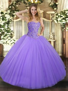 Eye-catching Floor Length Lavender 15 Quinceanera Dress Sweetheart Sleeveless Lace Up