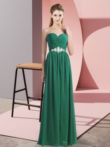 Custom Designed Dark Green Sweetheart Lace Up Beading Prom Dress Sleeveless
