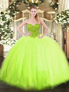 Lovely Organza and Tulle Sleeveless Floor Length Quinceanera Gown and Beading