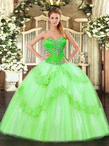 New Arrival Lace Up Sweetheart Beading and Ruffles 15th Birthday Dress Tulle Sleeveless