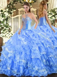 Charming Floor Length Baby Blue Quinceanera Dresses Sweetheart Sleeveless Lace Up