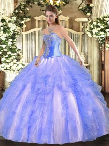 High Class Floor Length Ball Gowns Sleeveless Blue 15th Birthday Dress Lace Up