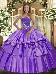 Charming Sleeveless Lace Up Floor Length Beading and Ruffled Layers Quinceanera Dresses