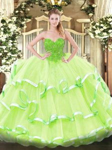 Luxurious Organza Sleeveless Floor Length Sweet 16 Dresses and Lace