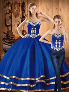Wonderful Satin and Tulle Sleeveless Floor Length Quinceanera Dresses and Embroidery
