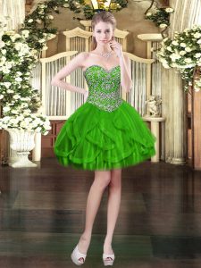 Sweetheart Sleeveless Lace Up Prom Dress Green Tulle