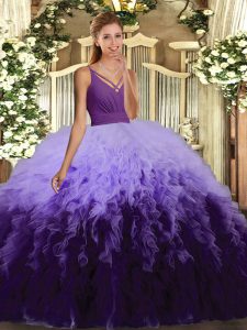Multi-color Sleeveless Ruffles Floor Length Sweet 16 Dress