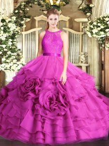 Colorful Sleeveless Lace Zipper Quinceanera Gowns