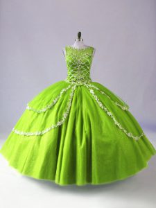 Vintage Sleeveless Beading and Appliques Floor Length 15 Quinceanera Dress
