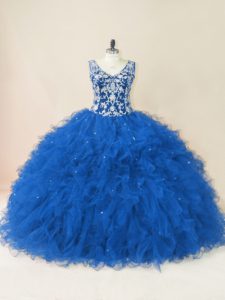 Ball Gowns Sleeveless Blue Sweet 16 Quinceanera Dress Backless