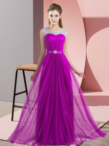 Elegant Floor Length Empire Sleeveless Purple Vestidos de Damas Lace Up